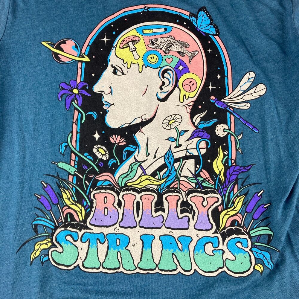 Billy Strings Shirt Men M Blue Long Sleeve Psychedelic Graphic Bella Canvas